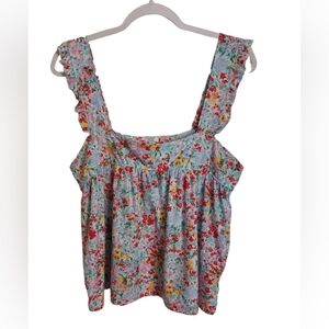 Crown & Ivy Sleeveless Babydoll Floral Top Size Large